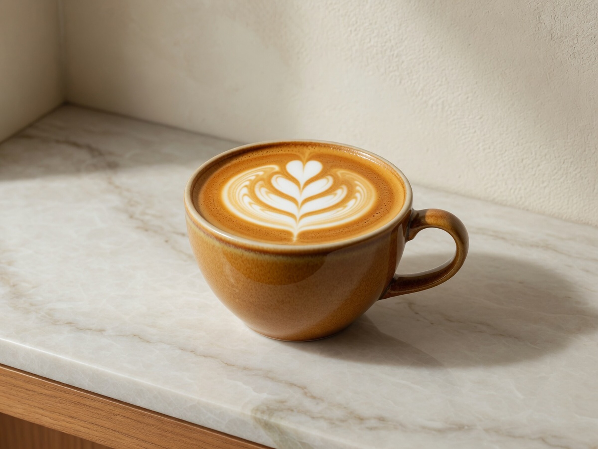 Signature coffee latte with tulip art