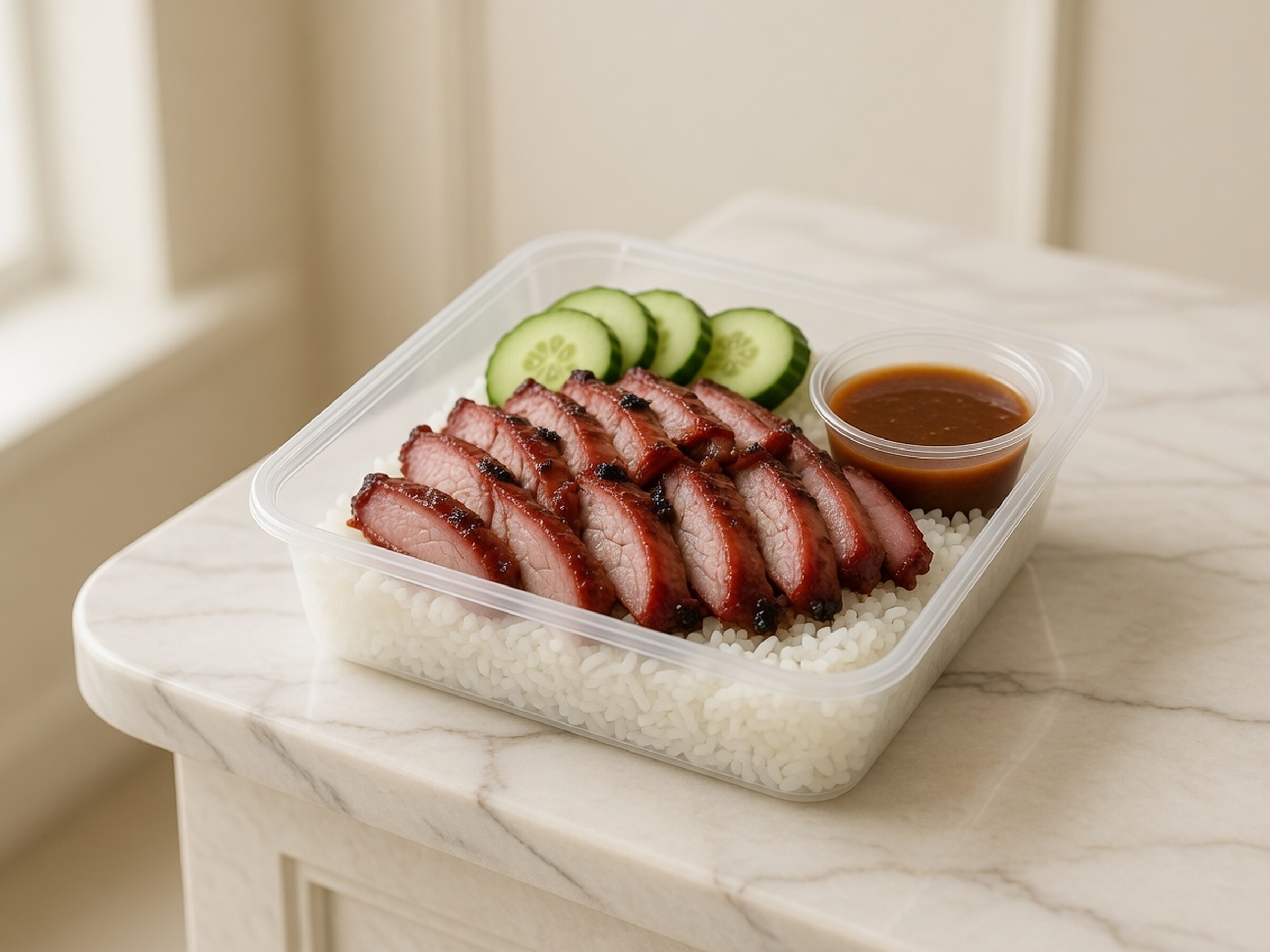 Khao moo dang lunch box