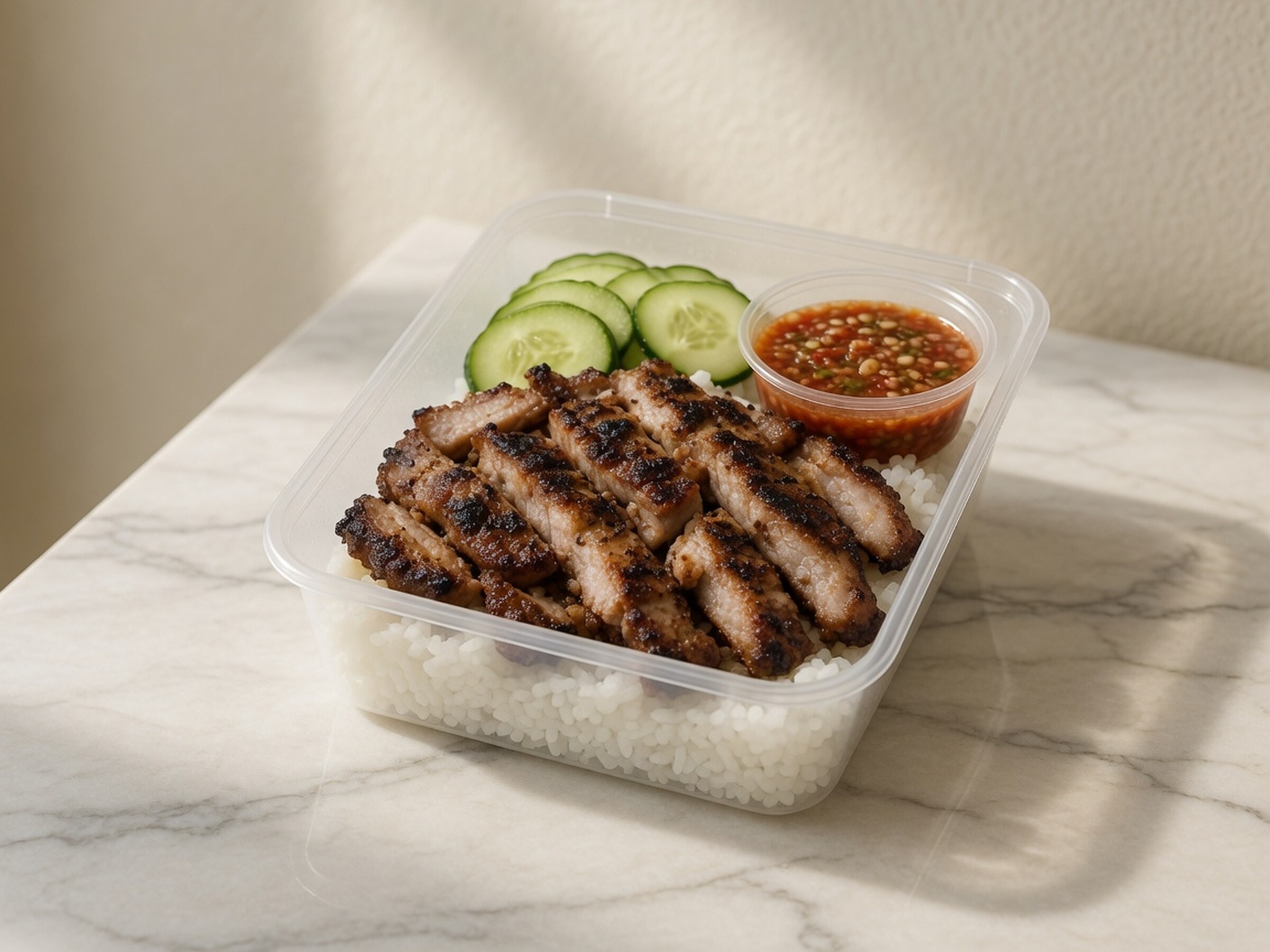 Khao moo yang lunch box