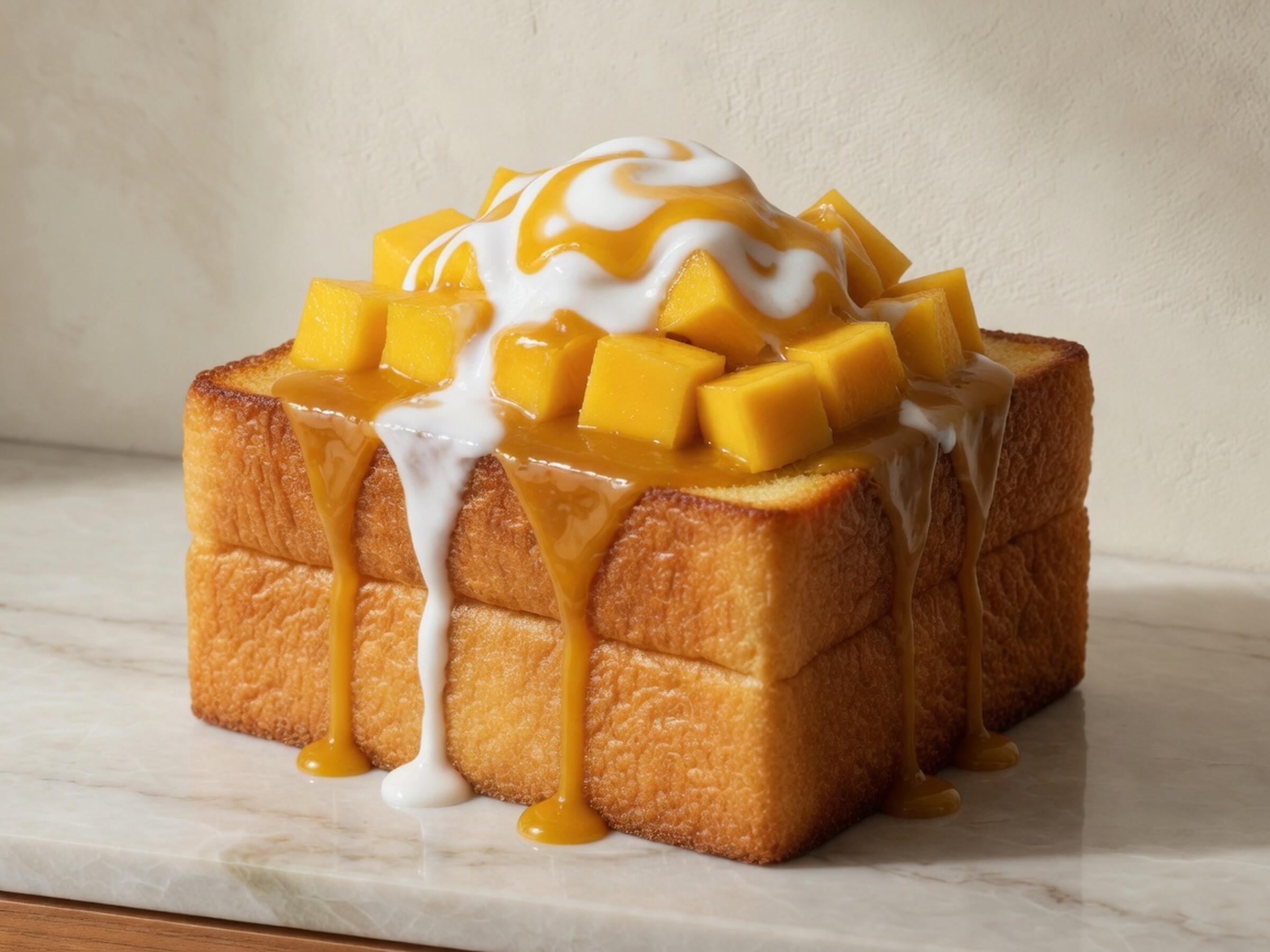 Mango sticky rice honey toast